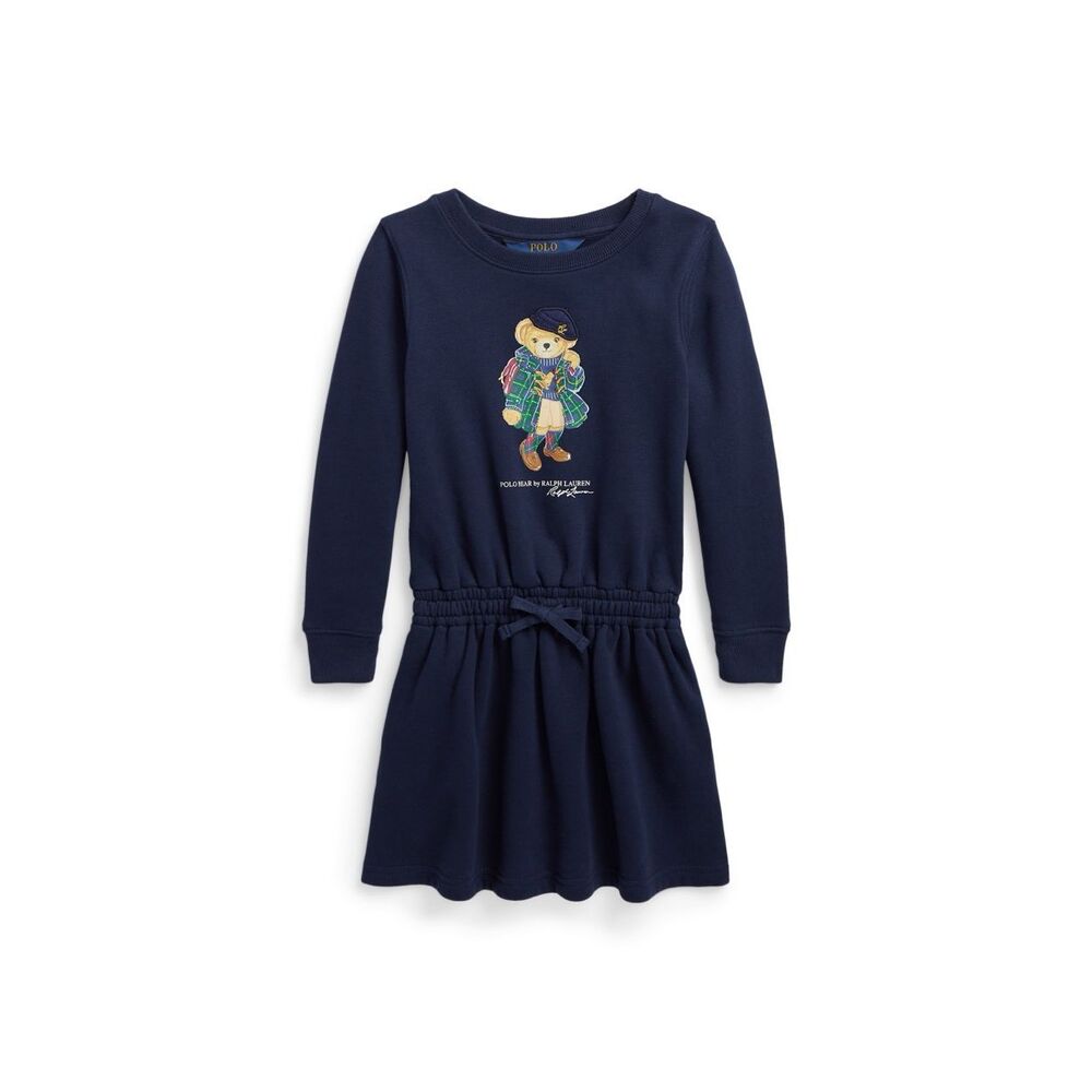Polo Ralph Lauren Big Girls Polo Bear Fleece Dress - RFD Navy Size M